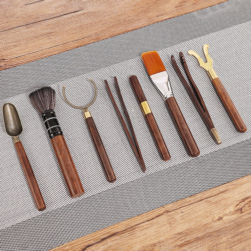 Black sandalwood tea ceremony six gentlemen accessories set wholesale tea clip tea knife raising pot pen kung fu tea set tea making tools