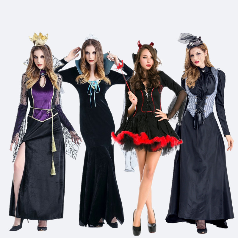 Vampire Devil Costume Female Witch Cosplay Sexy Queen Long Dress Fancy Dress Halloween Costume