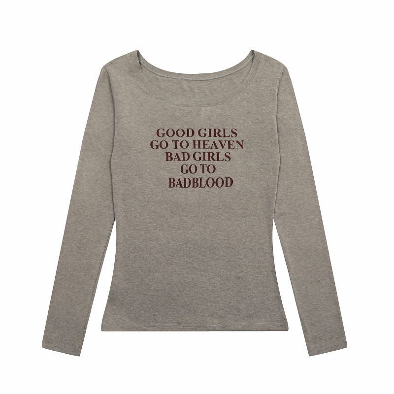 韓国バッドブラッドアメリカンレトロルーズ長袖Tシャツレディーストレンディホットガールニッチカジュアルレイジースタイルボトリングシャツ|undefined