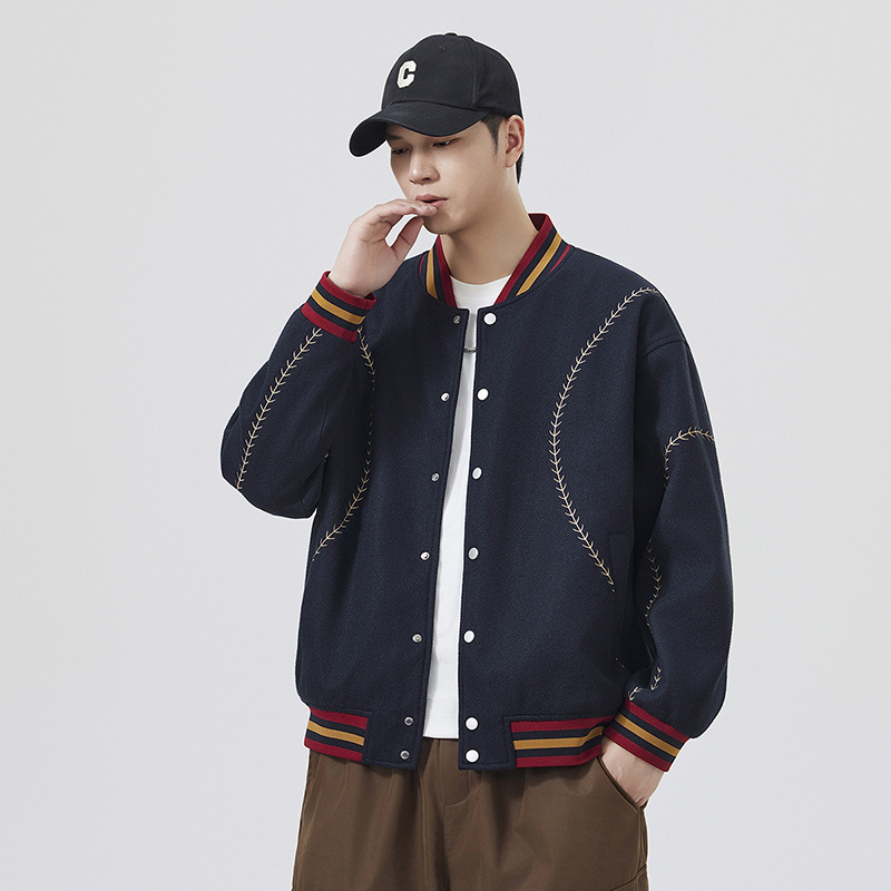 High-street stylish baseball collar jacket for men, spring and autumn trendy color-blocking coat, American design casual couple's top High-street stylish baseball collar jacket for men, spring and autumn trendy color-blocking coat, American design casual couple's top