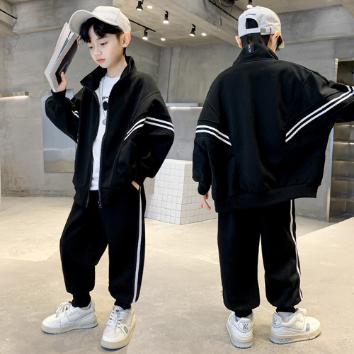 Children's clothing spring new children's suit 2024 Korean version boys' suit handsome middle and large children's sports suit two-piece set