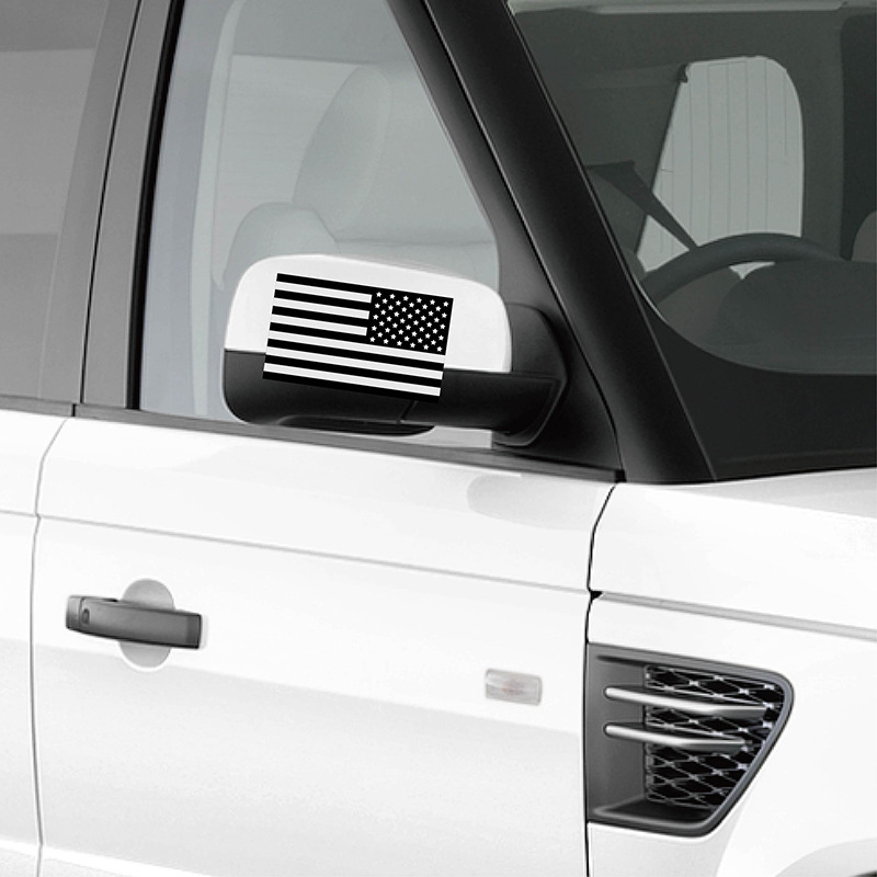 Equipo de montar calma bandera americana calcomanías coche plata con fantasma sombra negro impreso pegatinas reflectantes par