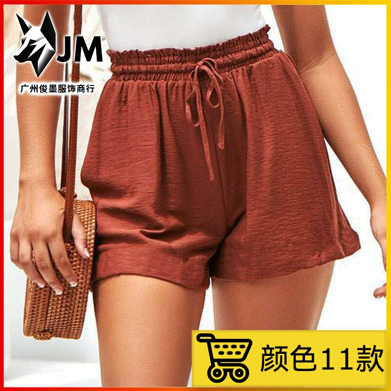 2023 летние пожелания Amazon Популярные в Европе и Америке эластичные шорты на шнуровке с широкими штанинами А-силуэта, женские повседневные брюки в наличии