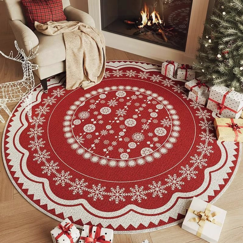 アメリカのクリスマス装飾円形カーペット家庭用寝室の汚れに強い吸水滑り止めはカシミヤカーペットに似せています。|undefined
