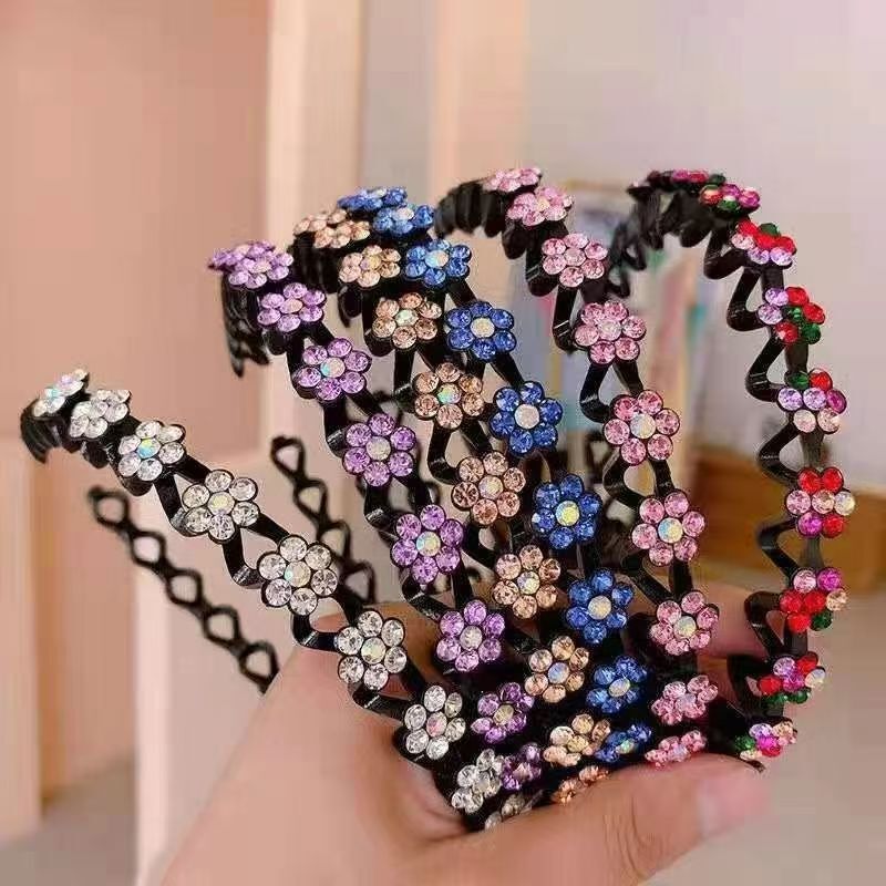 New Wave Hairband with Teeth for Women, Anti-Slip, Bangs Organizer, High Cranial Volume, Elegant Hair Accessory with Rhinestones
