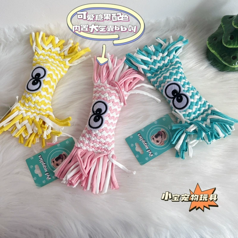 Игрушки для собак, хлопковая верёвка, конфетная верёвка, узел цвета, для снятия зубной боли, воздушный мешок, атрибут, сопровождать Тедди, чтобы издать голос
