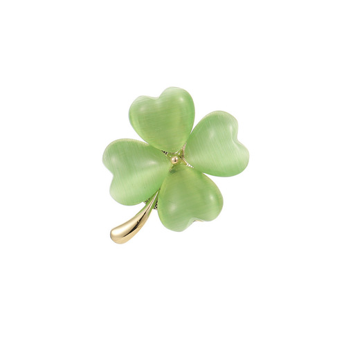 New autumn and winter clothing trendy niche versatile cardigan anti-exposure fixed clothing pin cat's eye lucky grass brooch