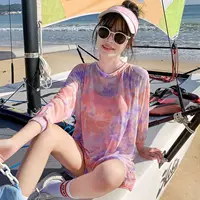 Спортивный купальник из двух частей, Женский консервативный чехол для живота, летняя женская Солнцезащитная одежда для похудения, дышащий уличный купальный костюм