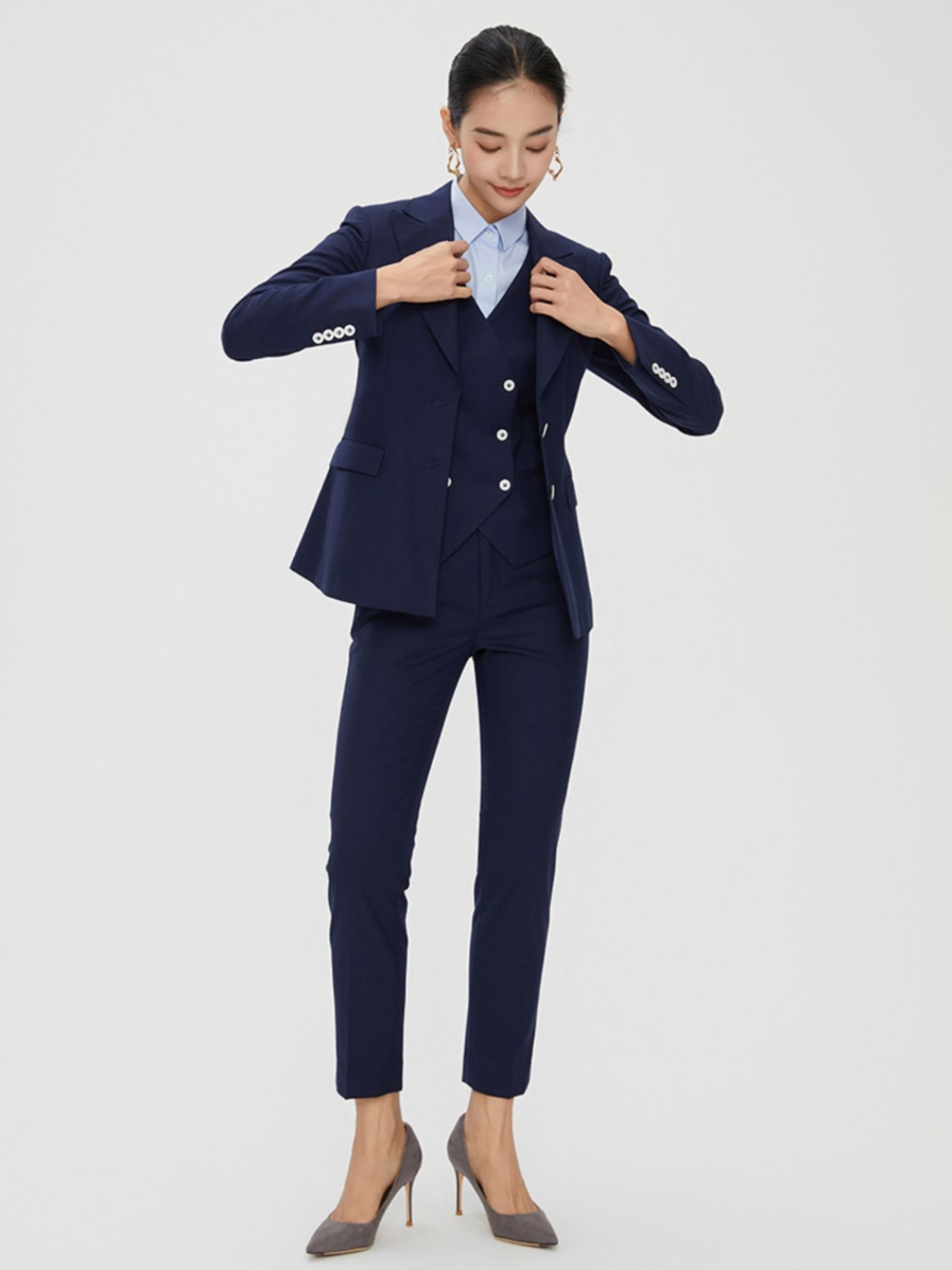 [High-Branch Wool] Suit suit Female President Temperament Commuting Dating Fashion Sense Suit Vest Cropped Pants