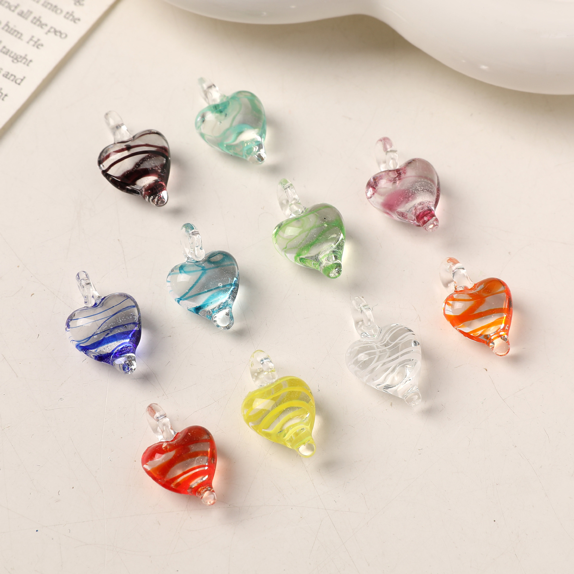2g Weight Pendant Jewelry Making Type DIY Jewelry Accessories Classification 1 Piece Quantity glass Material Heart Shape Pattern All Seasons Season Simple Style Style 1 Piece Glass Heart Shape Pendant DIY Jewelry Accessories 1