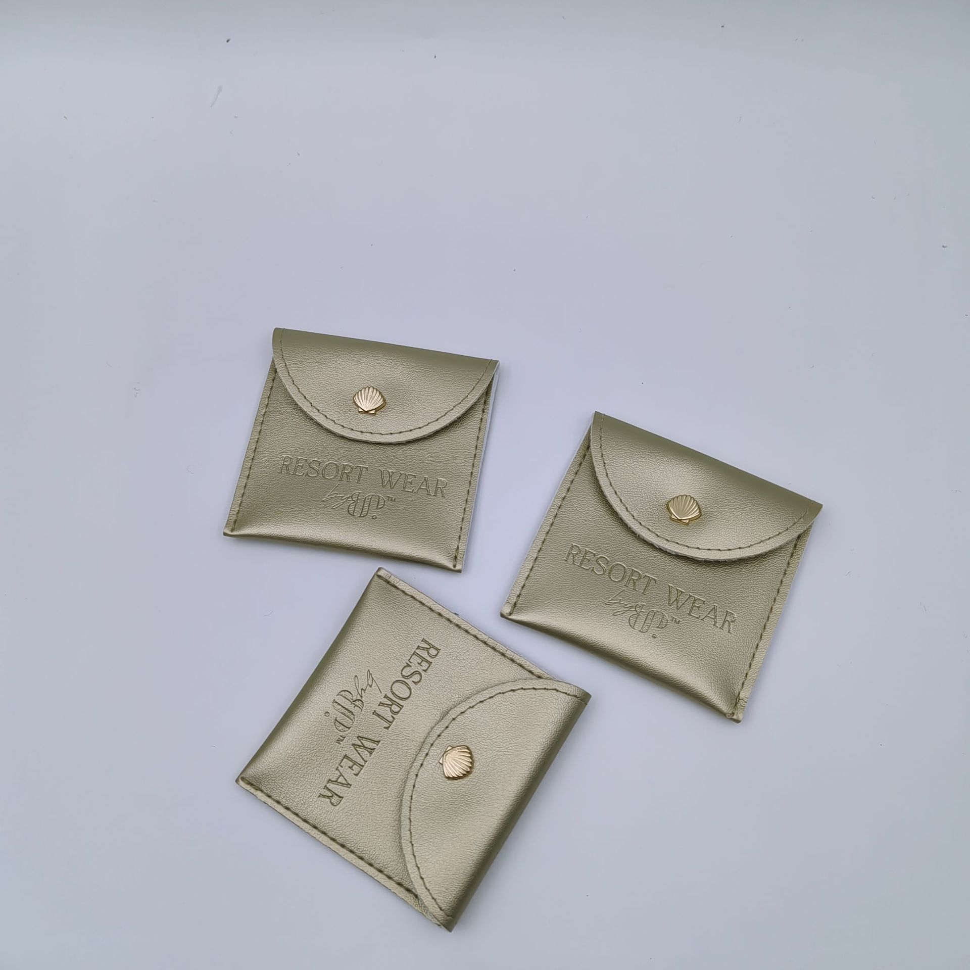 批发定制PU按扣袋精美首饰耳环戒指珠宝小镜子收纳包装袋免费打样