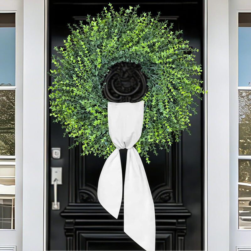 Cross-Border Temu Hot-Selling Eucalyptus Wreath for Spring Home Front Door Decoration, Suitable for Baby Baptisms and Store Traffic Boost