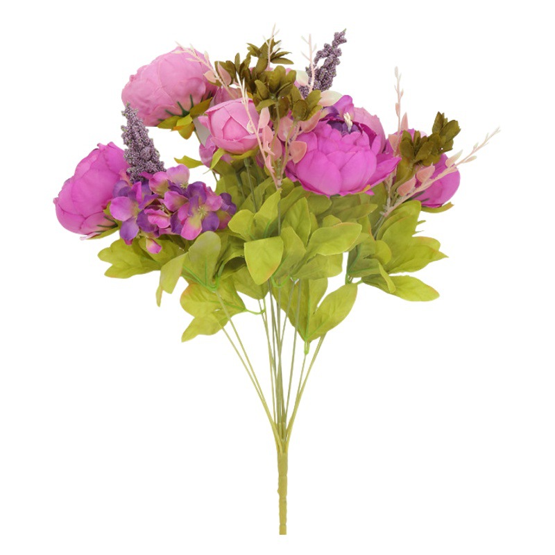 Artificial 13-cabeza estilo europeo núcleo peonía flor nórdica casa mesa de comedor vestido hasta boda fotografía decoración artificial flor artificial