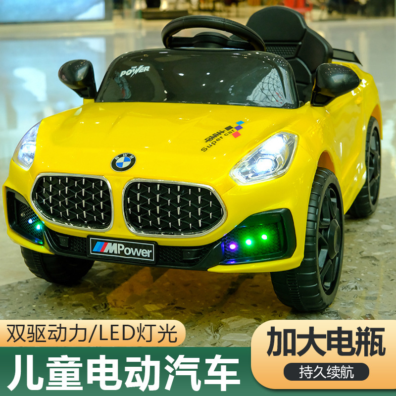 In-Stock Bmw Children's Electric Car with Four Wheels and Remote Control, Baby Car, Toy Car for Boys and Girls, Can Be Ridden, Rechargeable Children's Vehicle