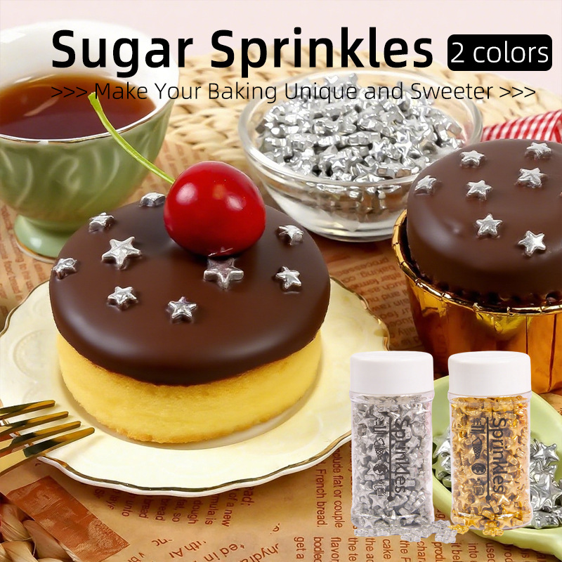银色糖珠星星万圣节蛋糕装饰糖烘焙专用亲自家庭暑假烘焙珍珠糖