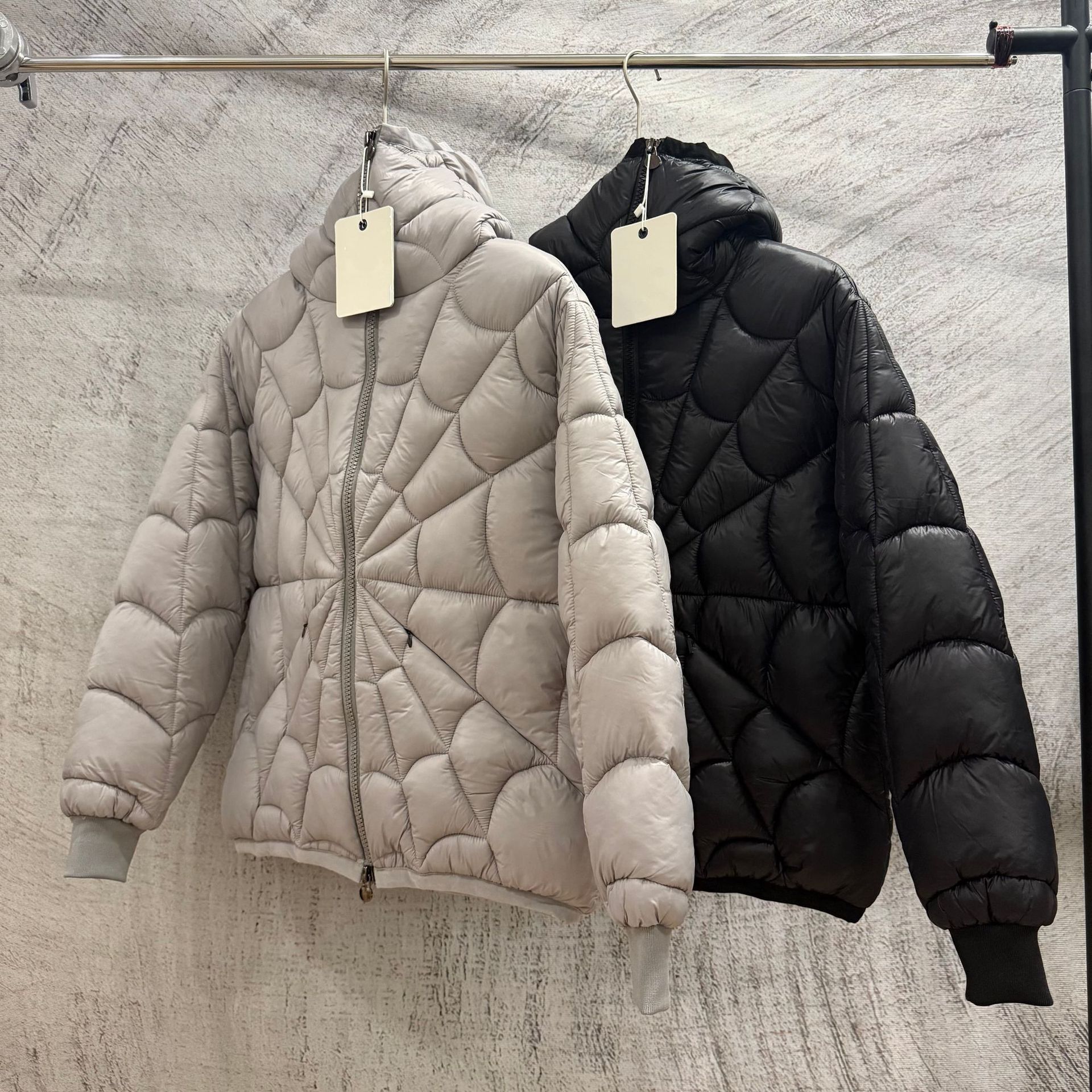 Mengjia Cross-Border Violier Spider Collaboration Short Quilted Cotton Jacket Straight Leg Elastic Ribbed Cuffs