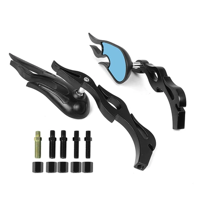 Universal model suitable for Motorcycle rearview mirror - black-blue-glass-left-and-right-pair