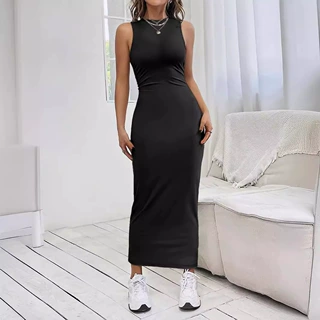 欧美跨境外贸亚马逊沃尔玛春夏新款性感欧美辣妹高弹纯色女裙女装