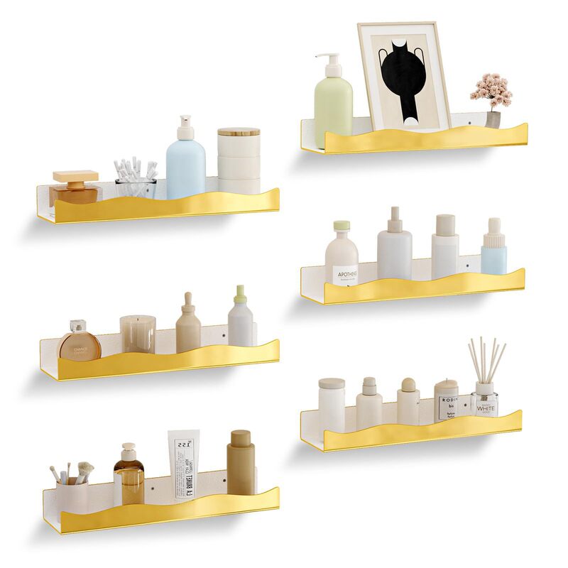 Caifan Acrylic Wall Mounted Bookshelf 15inch Floating Bookshelf, Used for Plant Wall Decoration Books Toys