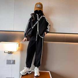 春秋女童套装春秋冬装中大童长袖拉链外套休闲裤儿童运动服两件套