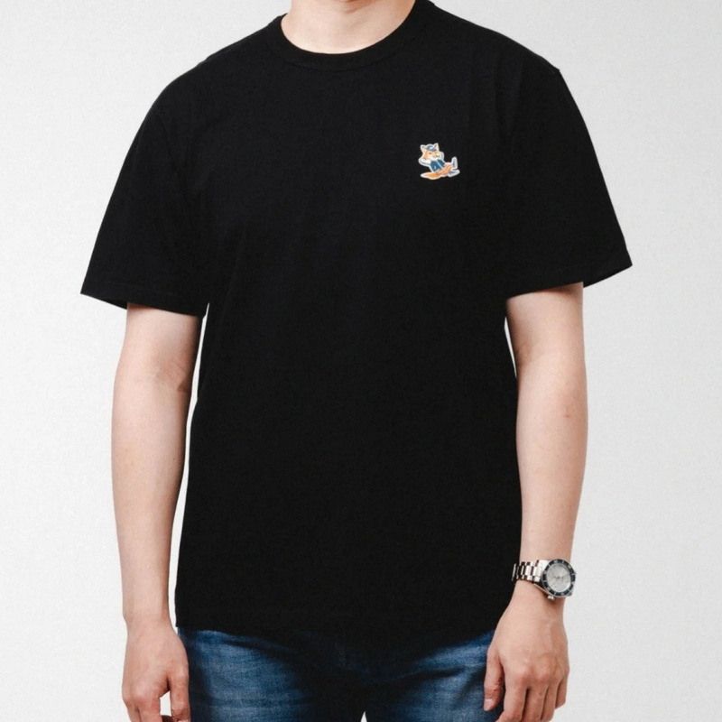 New Foreign Trade Maison Kitsune Casual Embroidered Fox T-Shirt, Unisex Short-Sleeve Trendy Style