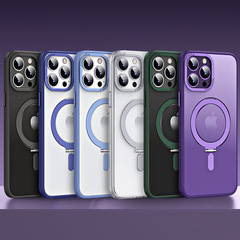 磁吸iPhone13promax支點手機殼適用於隱形支架無線充蘋果15手機殼