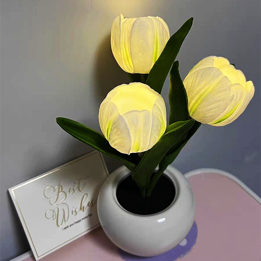 Led Tulip Night Light Decorative Atmosphere Bedside Lamp Gift_voghion.com