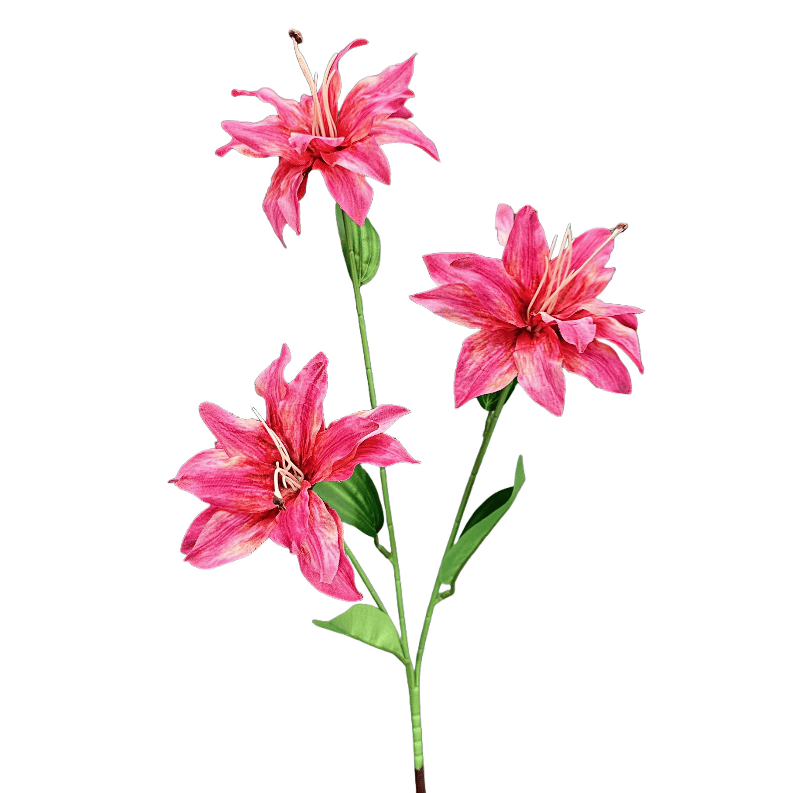 Impresión de flores de simulación 3 cabezas lirios decoración del hogar decoración de bodas decoración de flores falsas al por mayor