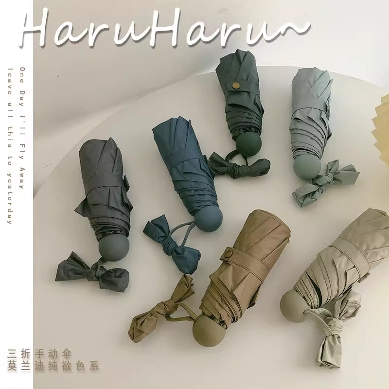 Haru 50% off Umbrella Mini Foldableing Sunny and Rainy Umbrella Dual-Purpose Parasol Summer Compact Portable Sun Protection Uv Protection for Women