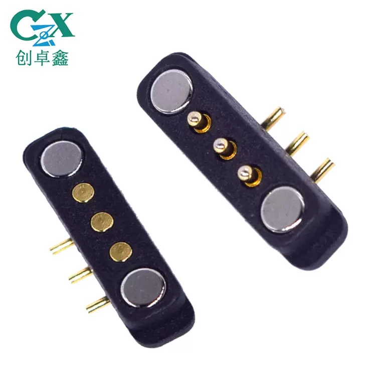 3pin折弯磁吸连接器公母头 间距2.5mm磁吸充电宝侧焊磁吸附连接器