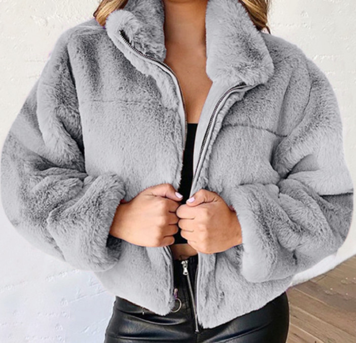 Abbigliamento donna autunno e inverno pelliccia di coniglio cerniera cardigan caldo peluche giacca_voghion.com