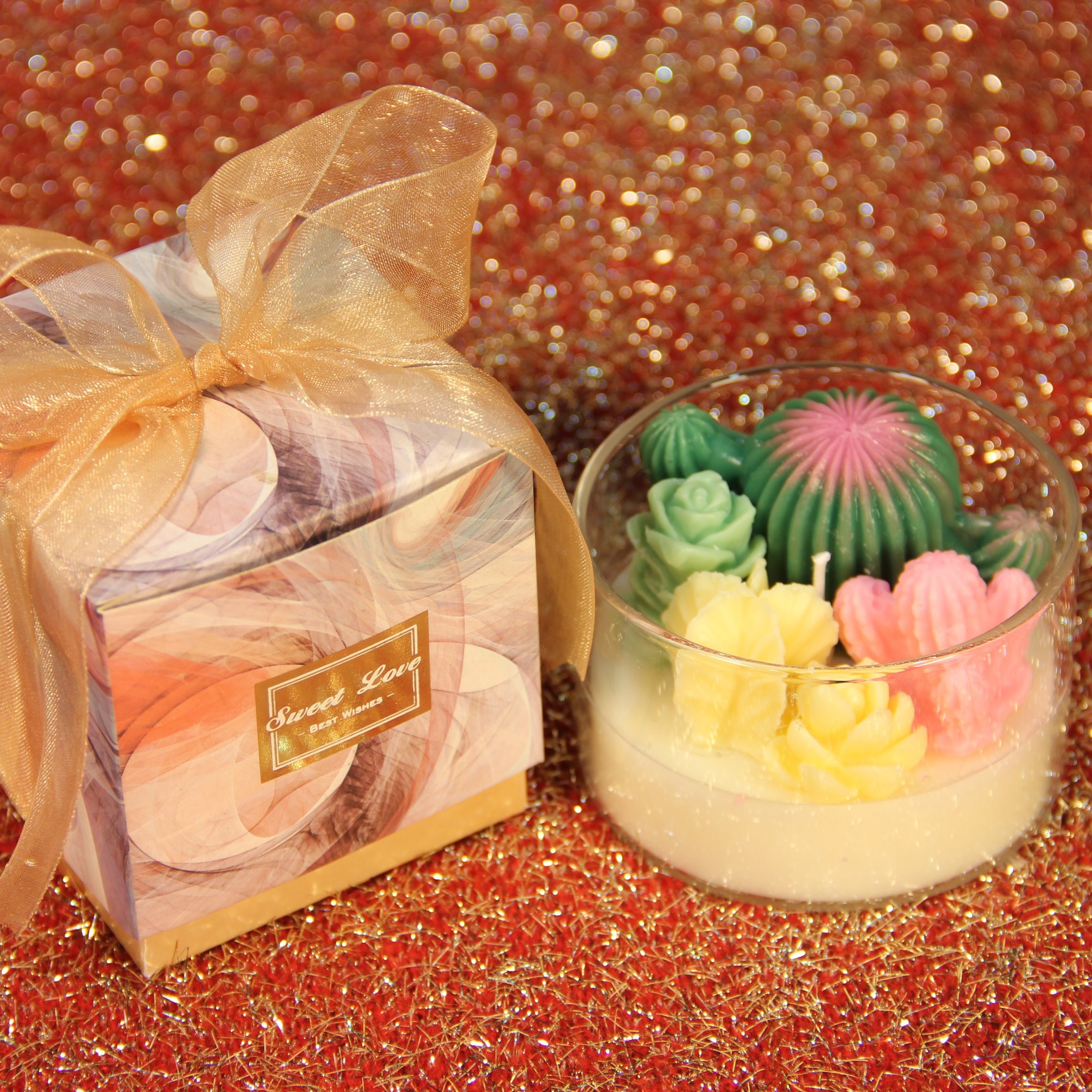 Transfronteriza ins suculenta planta en maceta cactus aromaterapia vela cera de soja decoración de vidrio para novias y amigos