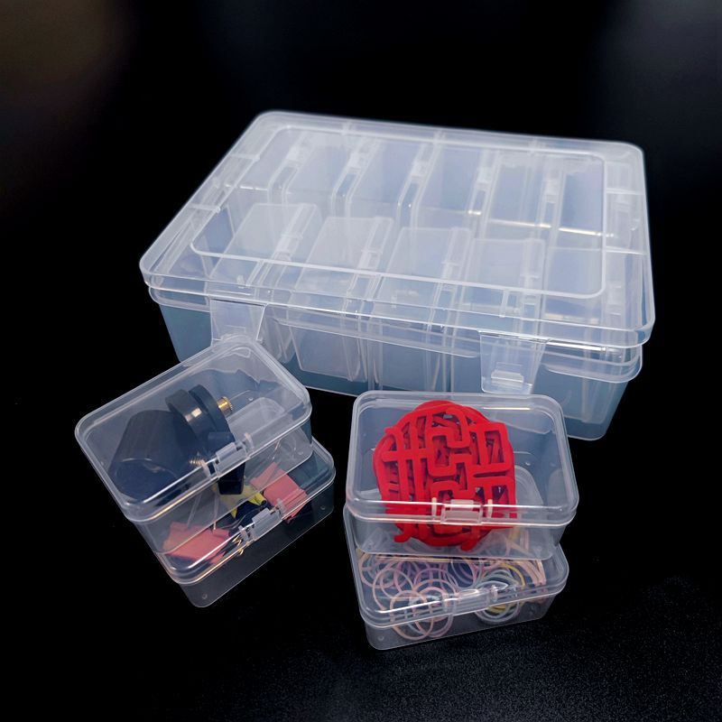 12-rejilla de cuentas caja de piezas de plástico transparente compartimiento de plástico caja de almacenamiento equipo de pesca caja de tornillo caja de clasificación rectangular