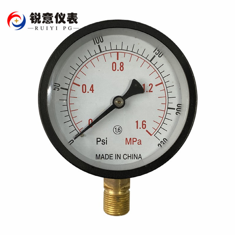 Y75铁壳正装压力表 1.6MPA 230PSI压力表 普通铁壳塑壳压力表
