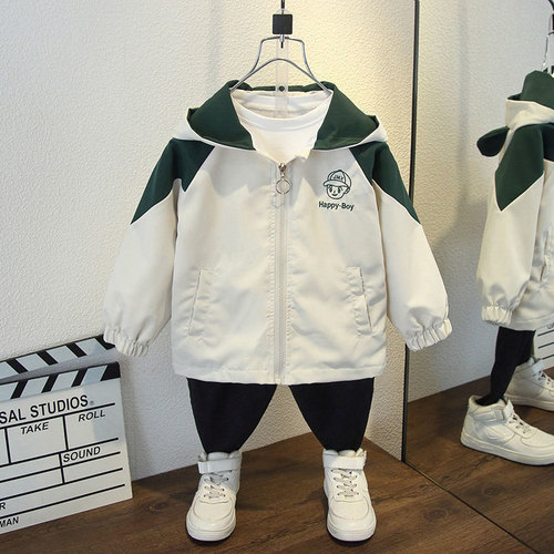 Boys 'coat, spring and autumn, Korean style color-matched jacket, new style hoodie, small girl card