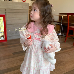 Lime Children's Spring New Arrival Korean Style Girls' Baby and Little Girls Floral Cotton Dress and Skirt Trendy Autumn Version