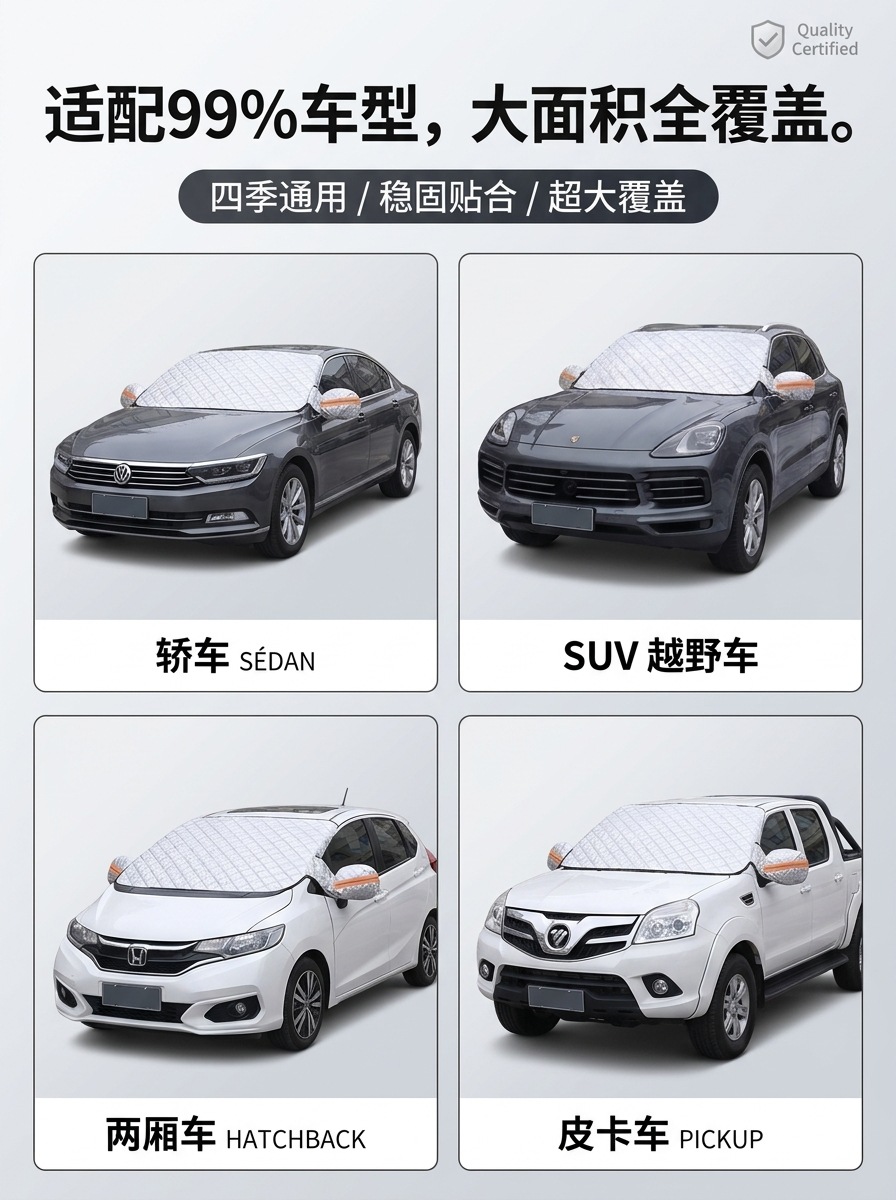 Car snow cover, front windshield anti-freeze cover, windshield anti-frost and anti-snow cover, thickened winter windshield cover, snow shield, sunshade
