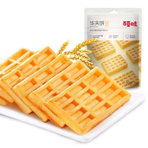Baicaowei Waffle Puffs 168g Box 20 Pouches Breakfast Food Healthy Snacks Office Snacks
