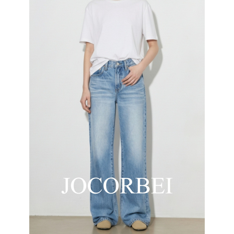 Jocorbei【Big Brand Relaxed Style Denim】2026 Spring New Large Non-Stretch Loose Wide-Leg Jeans for Women