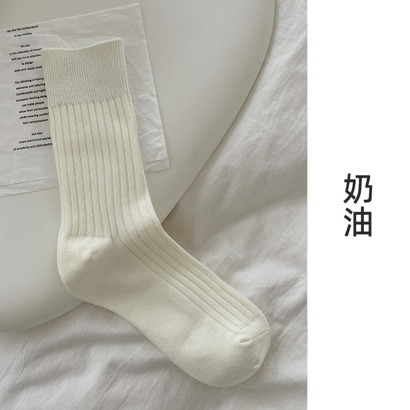 suxinaimin美拉德袜子女海盐奶油多色中筒堆堆袜日系配博肯鞋长袜|undefined