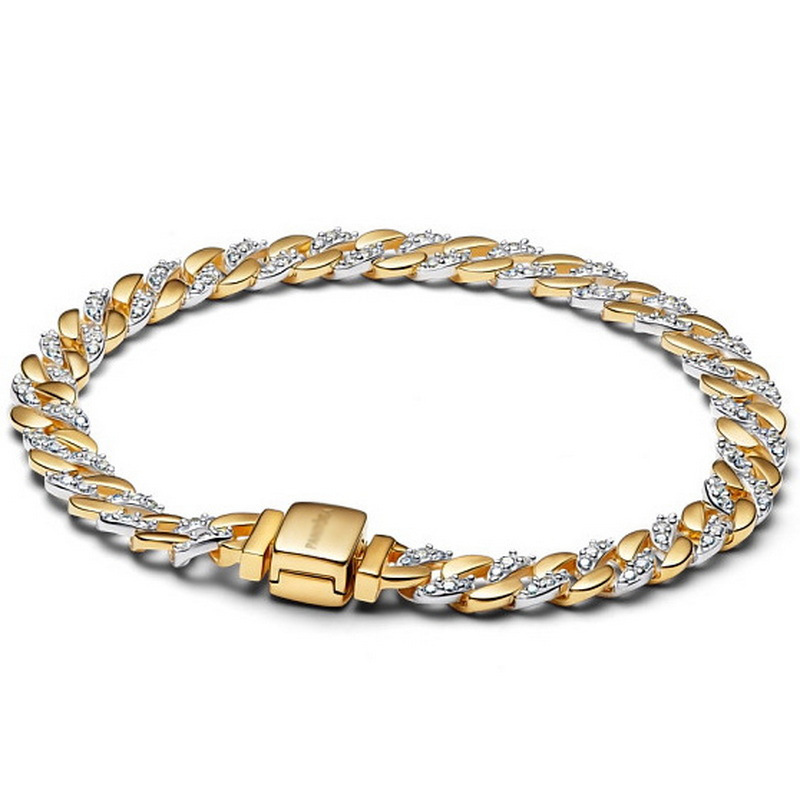 Panjia nuevo cobre plateado oro amor reloj brillante cadena cubana de diamantes explosión transfronteriza pulsera de lujo ligera image 6