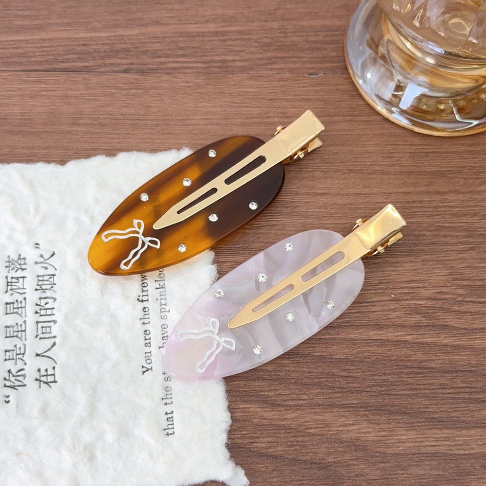 新款醋酸无痕夹一字边夹百搭刘海夹子镶钻发卡简约侧边夹子发饰女