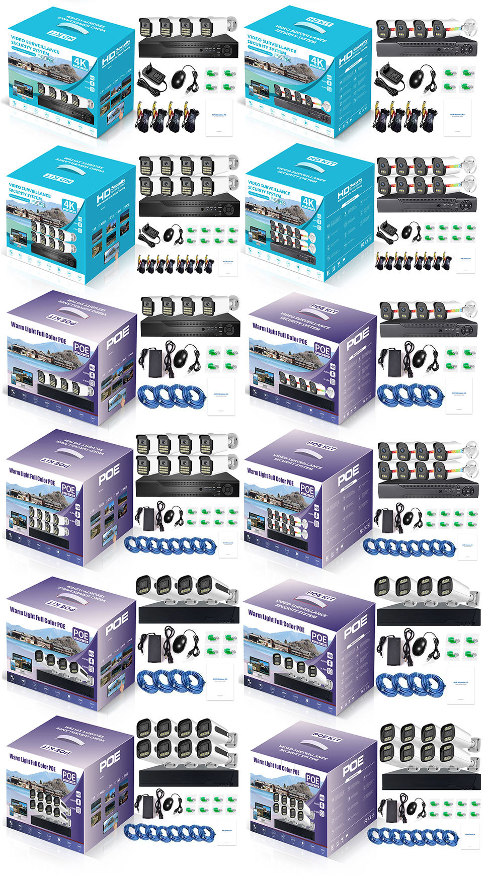 AHD security camera set 5MP night vision, 4/8-channel DVR
