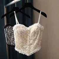 Камзол Женская осень и зима Новый элегантный кружевной дизайн Топ Без Рукавов база с запахом на груди сексуальная верхняя одежда внутренний верх