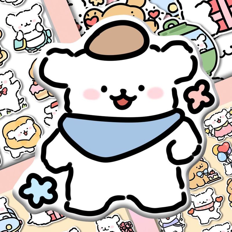 100 New Summer Cute Lines Puppy Daily Life Series Cute Stickers DIY Waterproof Stickers