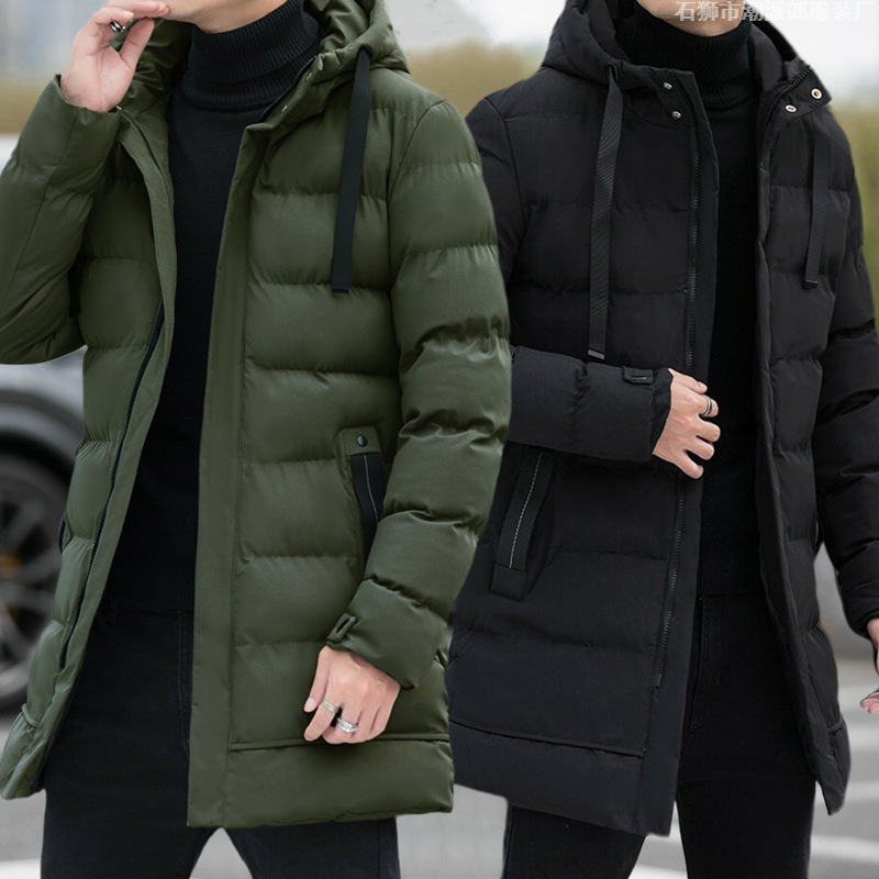 Mid-Length Cotton Coat for Men, Hooded Cotton Jacket, 2025 Winter New Style, Long Cotton Padded Jacket, Winter Outerwear for Men
