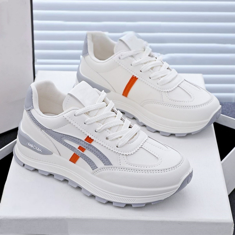 Women's Sports Shoes Spring 2026 New Versatile Leather Thick-Soled Lightweight Running Shoes Women's Casual Forrest Gump Shoes for Women