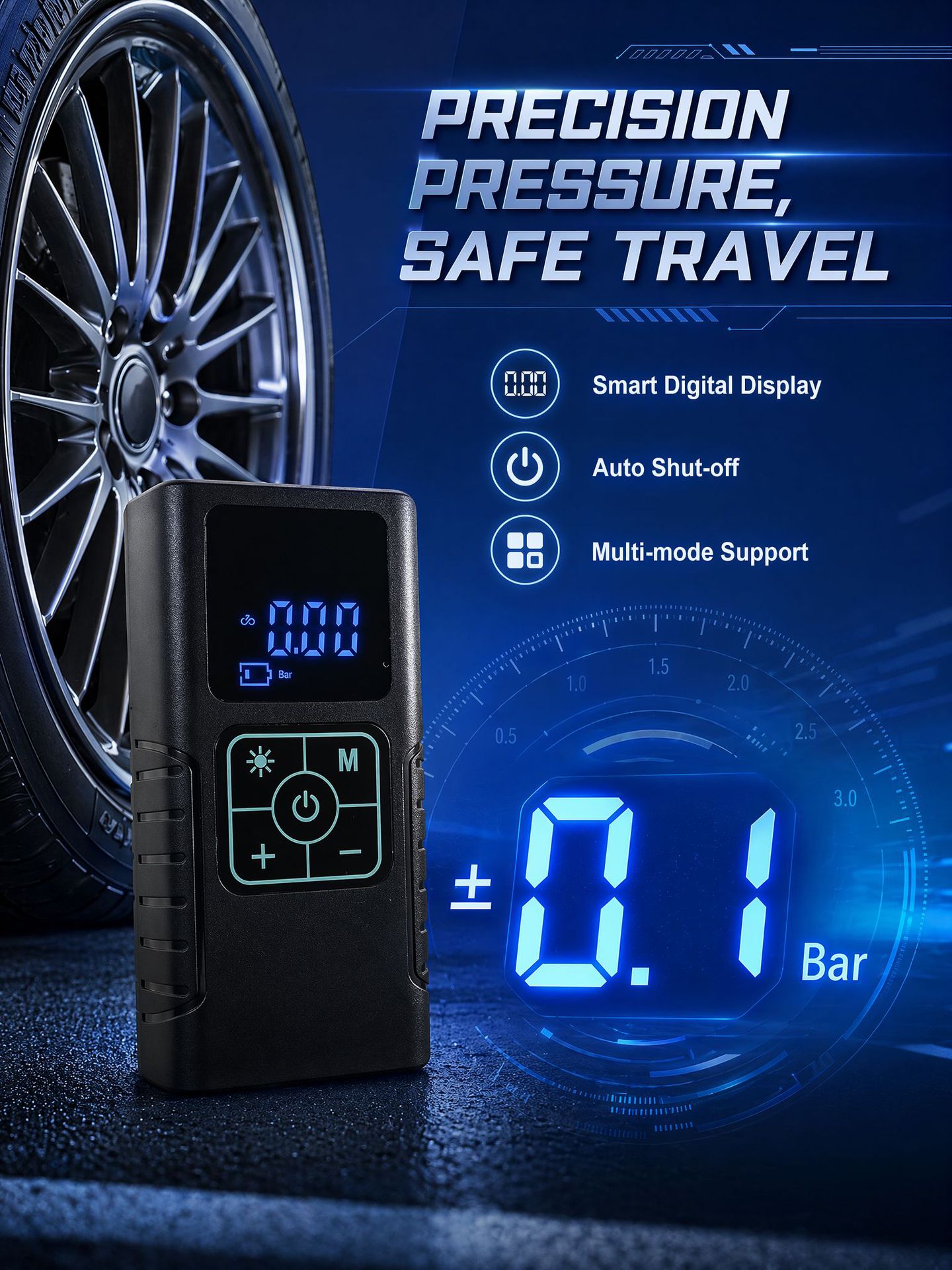 Dual-Bar Pump Car High-Pressure Lithium Battery Portable Wireless High-Power Tire Inflator for Car Tires