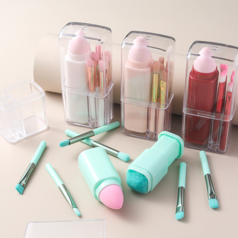 Ocho en uno cepillo de maquillaje retráctil conjunto de cepillo de blush cepillo de sombra de ojos cepillo concelador mini cepillo de maquillaje portátil herramientas de maquillaje