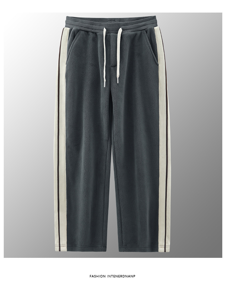 Polar opstaande kraag sweatshirt jas met winterse toevoeging dikke sportpak voor heren, Olympische fleece warme tweedelige set_voghion.com